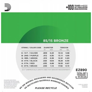 Struny D'Addario EZ890 do gitary akustycznej