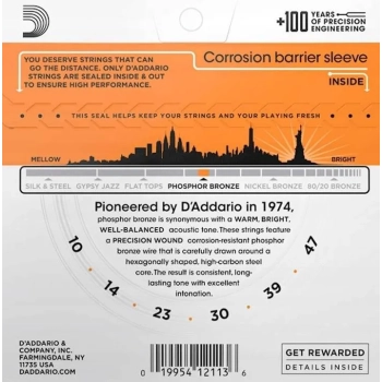 Struny D'Addario EJ15 do gitary akustycznej 10-47