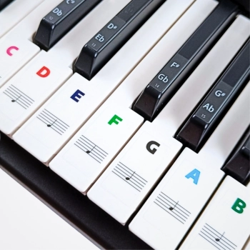 Naklejki z nutami na klawisze – kolorowe oznaczenia dla keyboardu i pianina