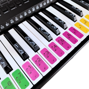 Zestaw kolorowych naklejek z nutami na klawisze keyboardu i pianina