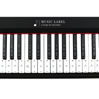 Edukacyjne naklejki z nutami gamy B na klawisze keyboardu i pianina – czarno-białe